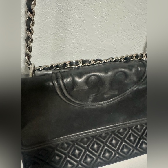 Tory Burch Fleming Shoulder Bag Black/silver Crossbody Chain Strap - Picture 6 of 13